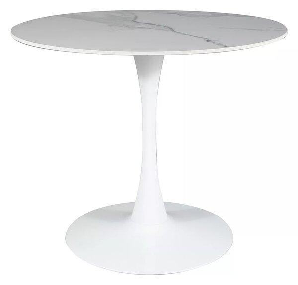 Signal Kulatý jídelní stůl Espero 90 cm bílý mramor/bílý
