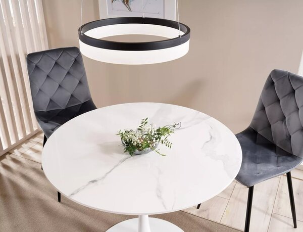 Signal Kulatý jídelní stůl Espero 90 cm bílý mramor/bílý