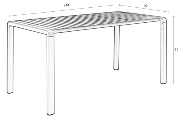 Zelený kovový zahradní jídelní stůl ZUIVER VONDEL 214 x 97 cm