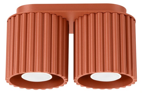 Stropní svítidlo Aura, 2x okrově červené hliníkové stínítko, (10 cm)