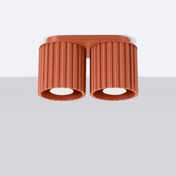 Stropní svítidlo Aura, 2x okrově červené hliníkové stínítko, (10 cm)