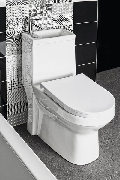 Aqualine HYGIE WC kombi s umývátkem, zadní/spodní odpad, bílá PB104W