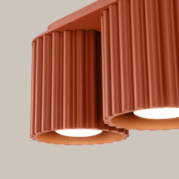 Stropní svítidlo Aura, 2x okrově červené hliníkové stínítko, (10 cm)
