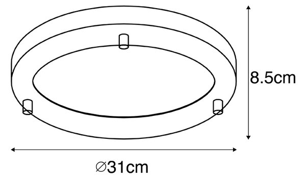 Moderní stropní svítidlo zlaté 31 cm IP44 - Yuma