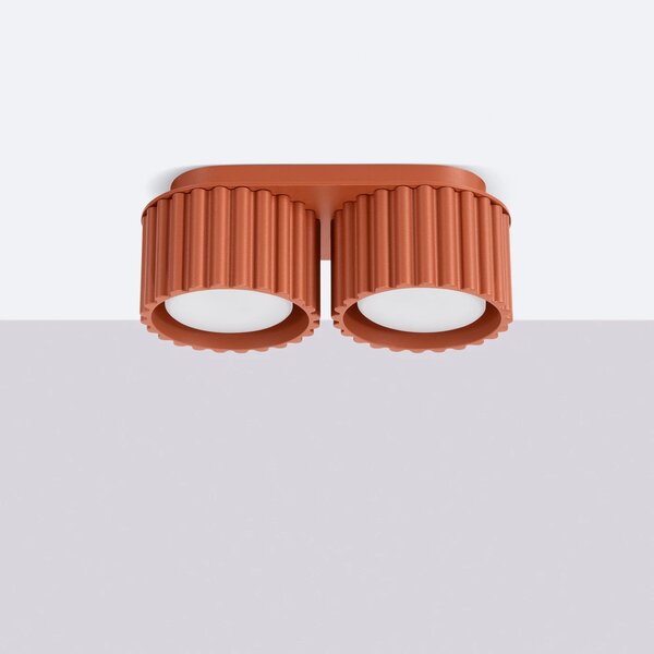 Stropní svítidlo Aura, 2x okrově červené hliníkové stínítko, (6 cm)