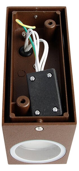 Průmyslová nástěnná lampa rezavě hnědá 2-světlo IP44 - Baleno