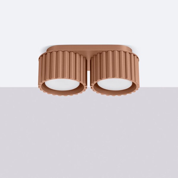 Stropní svítidlo Aura, 2x hnědé hliníkové stínítko, (6 cm)