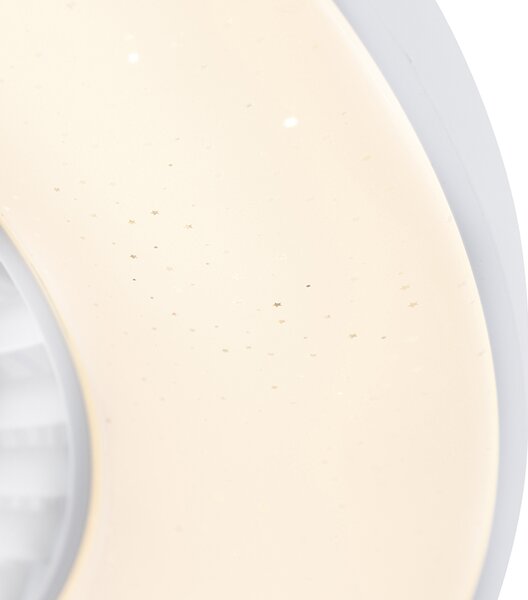 Stropní ventilátor bílý s hvězdným efektem 60 cm vč. LED stmívatelný s dálkovým ovládáním - Climo