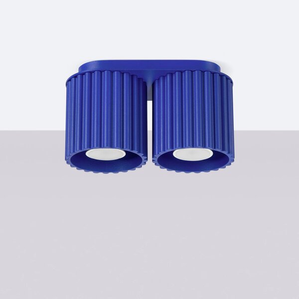 Stropní svítidlo Aura, 2x modré hliníkové stínítko, (10 cm)