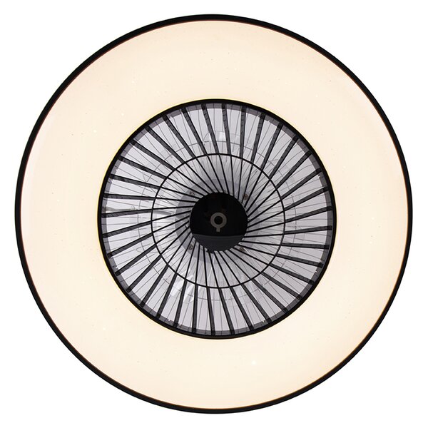 Stropní ventilátor černý s hvězdným efektem 60 cm vč. LED stmívatelný s dálkovým ovládáním - Climo