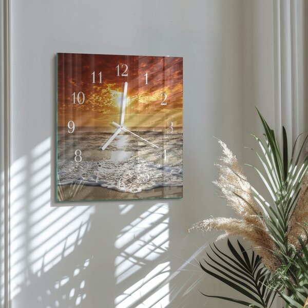 Skleněné hodiny Pláž Moře zskb-30x30-00057356