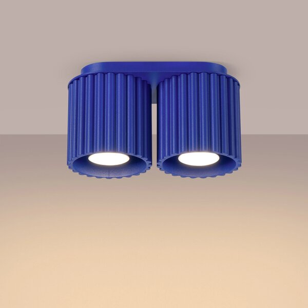 Stropní svítidlo Aura, 2x modré hliníkové stínítko, (10 cm)