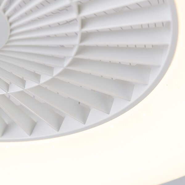 Stropní ventilátor bílý s hvězdným efektem 60 cm vč. LED stmívatelný s dálkovým ovládáním - Climo