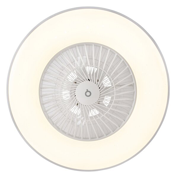 Stropní ventilátor bílý s hvězdným efektem 60 cm vč. LED stmívatelný s dálkovým ovládáním - Climo