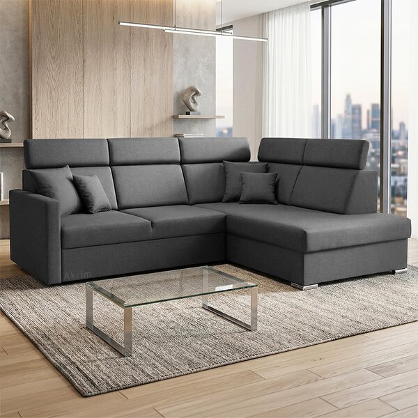 Sedací souprava SLIM XL | 238x180 cm | pravá | rozkládací + úložný prostor | letto 97 grafitová EASY CLEAN