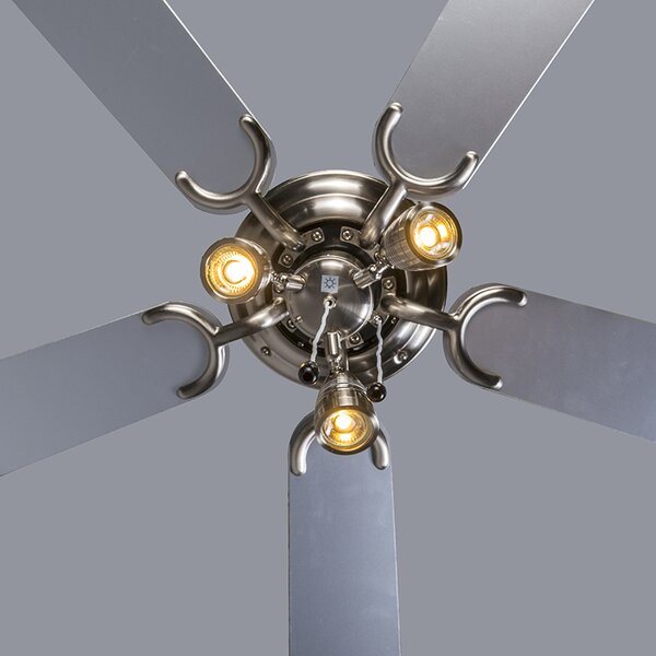 Stropní ventilátor ocelový 110 cm 3 světla s tahovým spínačem - Mistral