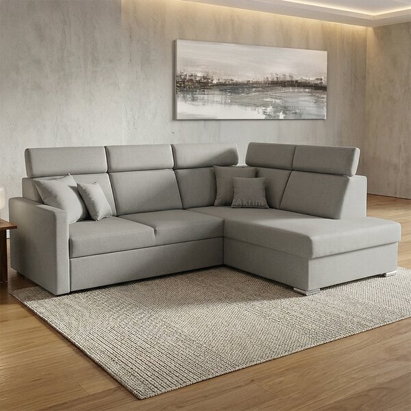 Sedací souprava SLIM XL | 238x180 cm | pravá | rozkládací + úložný prostor | letto 80 šedá EASY CLEAN