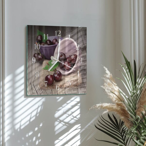 Skleněné hodiny Burgundské třešně zskb-30x30-00087160