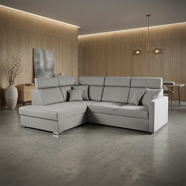 Sedací souprava SLIM XL | 180x238 cm | levá | rozkládací + úložný prostor | letto 80 šedá EASY CLEAN