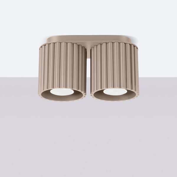 Stropní svítidlo Aura, 2x tmavěbéžové hliníkové stínítko, (10 cm)