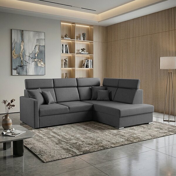 Sedací souprava SLIM XL | 238x180 cm | pravá | rozkládací + úložný prostor | letto 97 grafitová EASY CLEAN
