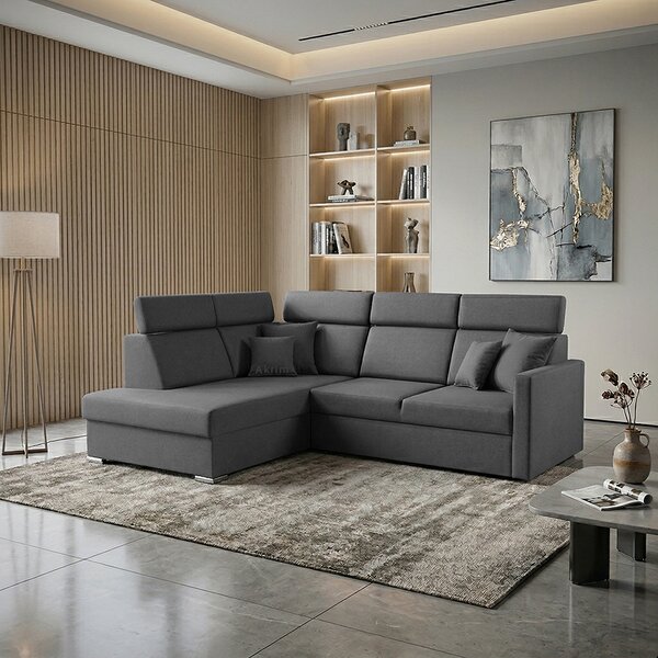 Sedací souprava SLIM XL | 180x238 cm | levá | rozkládací + úložný prostor | letto 97 grafitová EASY CLEAN