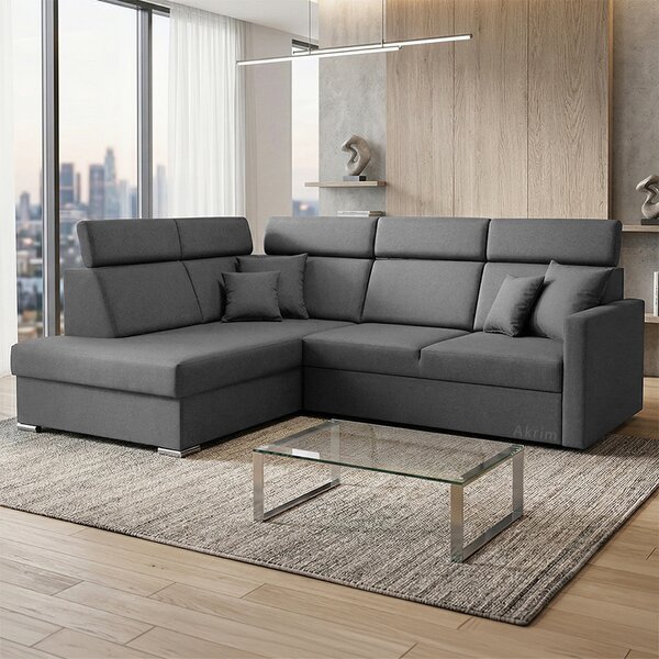 Sedací souprava SLIM XL | 180x238 cm | levá | rozkládací + úložný prostor | letto 97 grafitová EASY CLEAN
