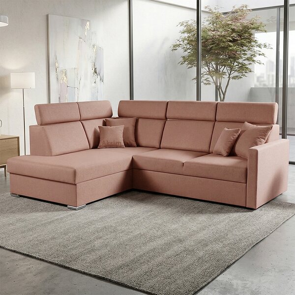 Sedací souprava SLIM XL | 180x238 cm | levá | rozkládací + úložný prostor | letto 61 starorůžová EASY CLEAN
