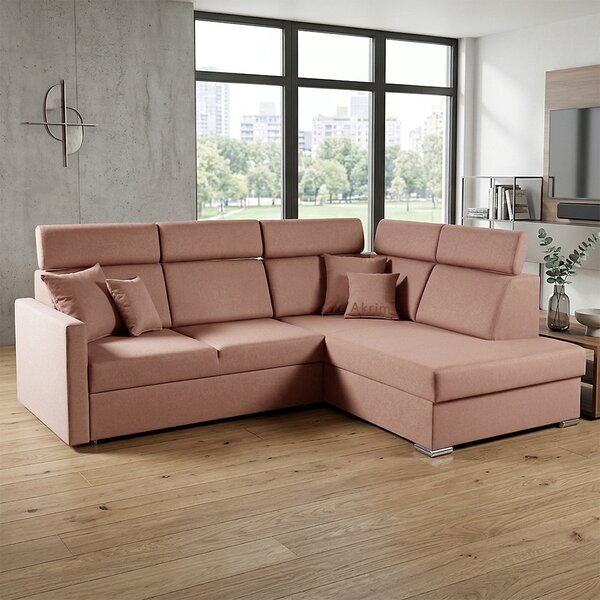 Sedací souprava SLIM XL | 238x180 cm | pravá | rozkládací + úložný prostor | letto 61 starorůžová EASY CLEAN