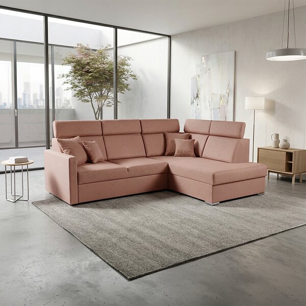 Sedací souprava SLIM XL | 238x180 cm | pravá | rozkládací + úložný prostor | letto 61 starorůžová EASY CLEAN