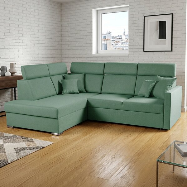 Sedací souprava SLIM XL | 180x238 cm | levá | rozkládací + úložný prostor | letto 75 mintová EASY CLEAN