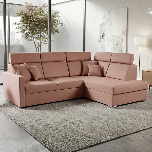 Sedací souprava SLIM XL | 238x180 cm | pravá | rozkládací + úložný prostor | letto 61 starorůžová EASY CLEAN