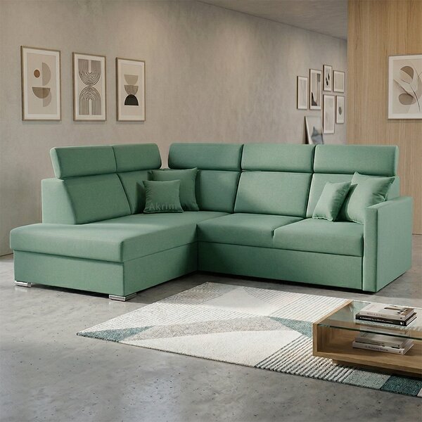 Sedací souprava SLIM XL | 180x238 cm | levá | rozkládací + úložný prostor | letto 75 mintová EASY CLEAN