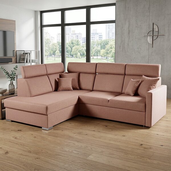 Sedací souprava SLIM XL | 180x238 cm | levá | rozkládací + úložný prostor | letto 61 starorůžová EASY CLEAN