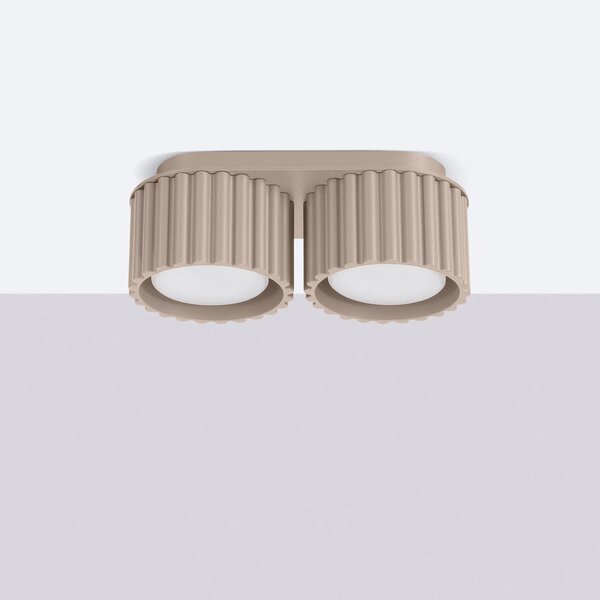 Stropní svítidlo Aura, 2x tmavěbéžové hliníkové stínítko, (6 cm)