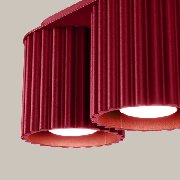 Stropní svítidlo Aura, 2x bordó hliníkové stínítko, (10 cm)