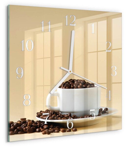 Skleněné hodiny Káva zskb-30x30-00089844
