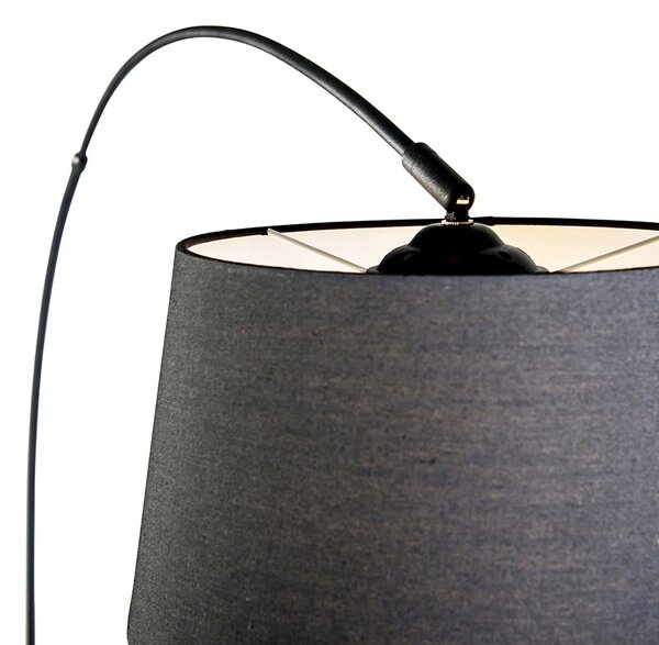 Moderní oblouková lampa černá s černým látkovým stínítkem - Arc Basic