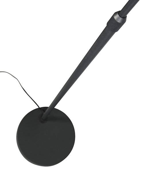 Moderní oblouková lampa černá s černým látkovým stínítkem - Arc Basic
