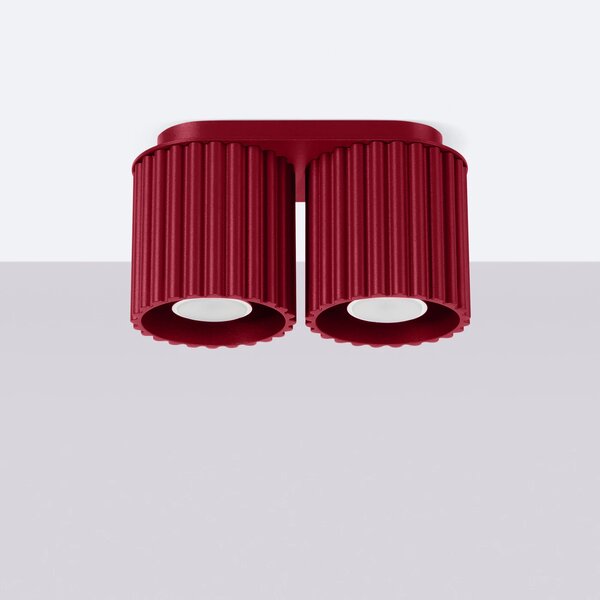 Stropní svítidlo Aura, 2x bordó hliníkové stínítko, (10 cm)