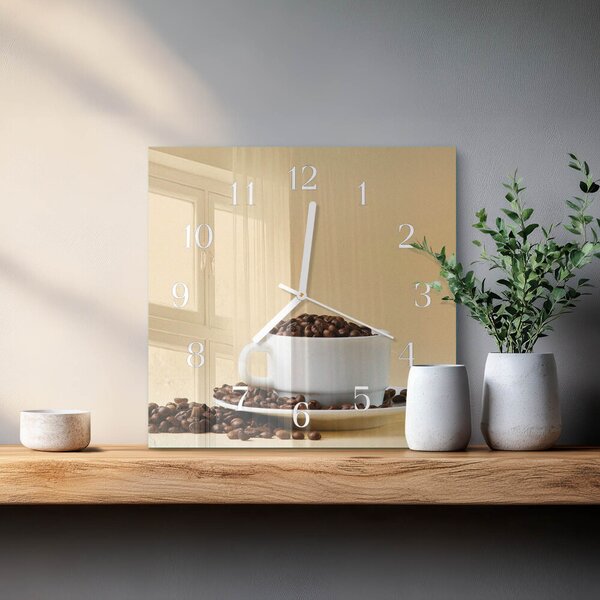 Skleněné hodiny Káva zskb-30x30-00089844