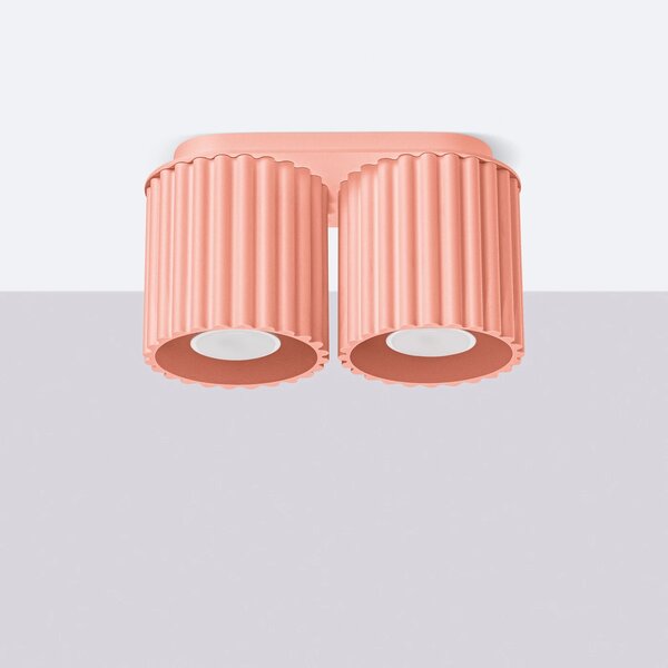 Stropní svítidlo Aura, 2x růžové hliníkové stínítko, (10 cm)