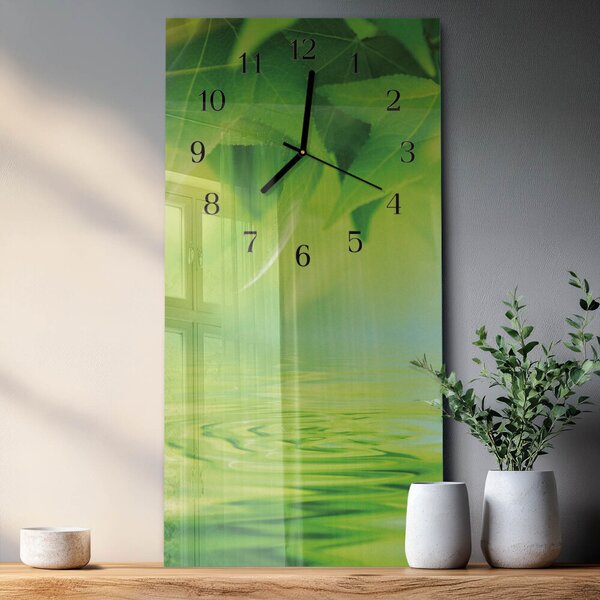 Skleněné hodiny vertikální Listy zsppc-30x60-00170975