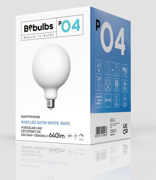 Creative cables LED žárovka E27 CRI95 G125 7,2W 2700K stmívatelná