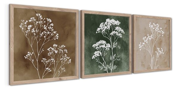 Obrazy v sadě 3 ks 30x30 cm Floral Imprint – Styler