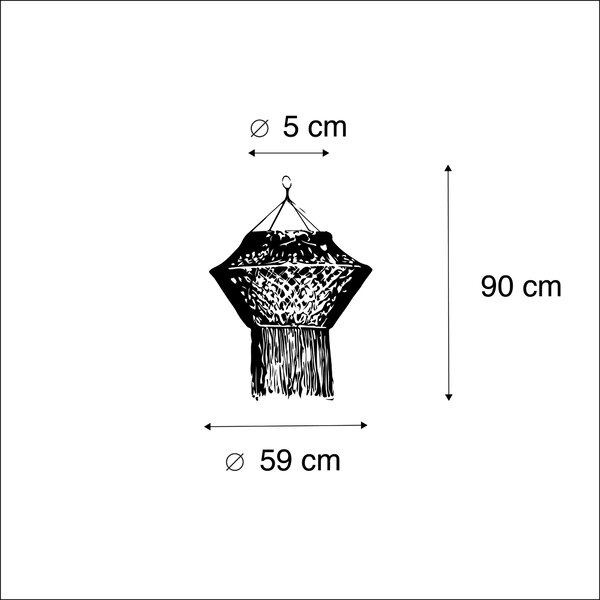Stínidlo na lampu z makramé přírodní 90 cm