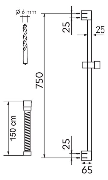 Novaservis Novaservis, Sprchová souprava, černá, KIT201-5