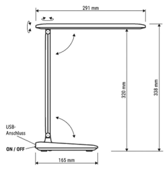 Maul Akumulátorová stolní lampa MAULsally, černá, stmívatelné, výška 34 cm, stmívatelný, Černá, Pracovna / kancelář, Plast