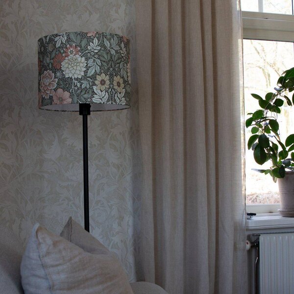 PR Home Stojací lampa Amy, Dahlia zelená/černá, 150 cm, textil, E27, Zelená, Obývací pokoj / jídelna, Textil / tkanina / hedvábí