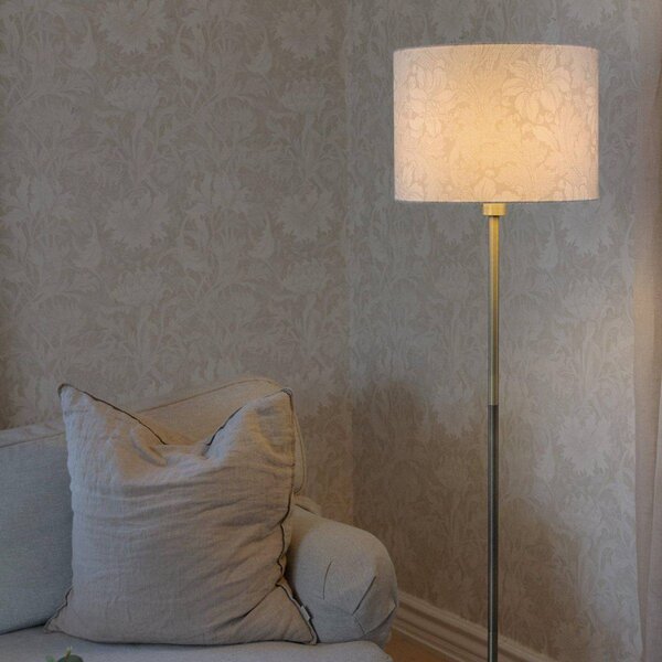 PR Home Stojací lampa Amy, béžová/zlatá, výška 150 cm, textil, E27, Krémová / jantar, Obývací pokoj / jídelna, Textil / tkanina / hedvábí